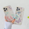 thumbnail image 4 of Compatible with iPhone 14 Plus Case for Women Girls, Glitter Golden Pink Yellow Blue Butterflies Pattern, Slim Hard Panel Clear Protective Phone Case Cover for iPhone 14Plus (Purple Butterfly), 4 of 14