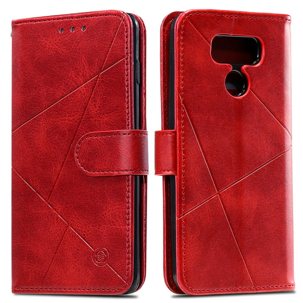perspectief Verdraaiing regel Dteck LG Q70 Case, LG Q730 Case, Premium PU Leather Credit Card Holde  Wallet Case Flip Stand Phone Cover with Hand Strap, Red - Walmart.com