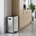 thumbnail image 2 of Innovaze 16 Gallon Stainless Steel Kitchen Trash Can, Dual 30L Compartments with Soft-Close Lid, Foot Pedals, Removable Buckets & Fingerprint-Resistant Finish, Silver, 2 of 7