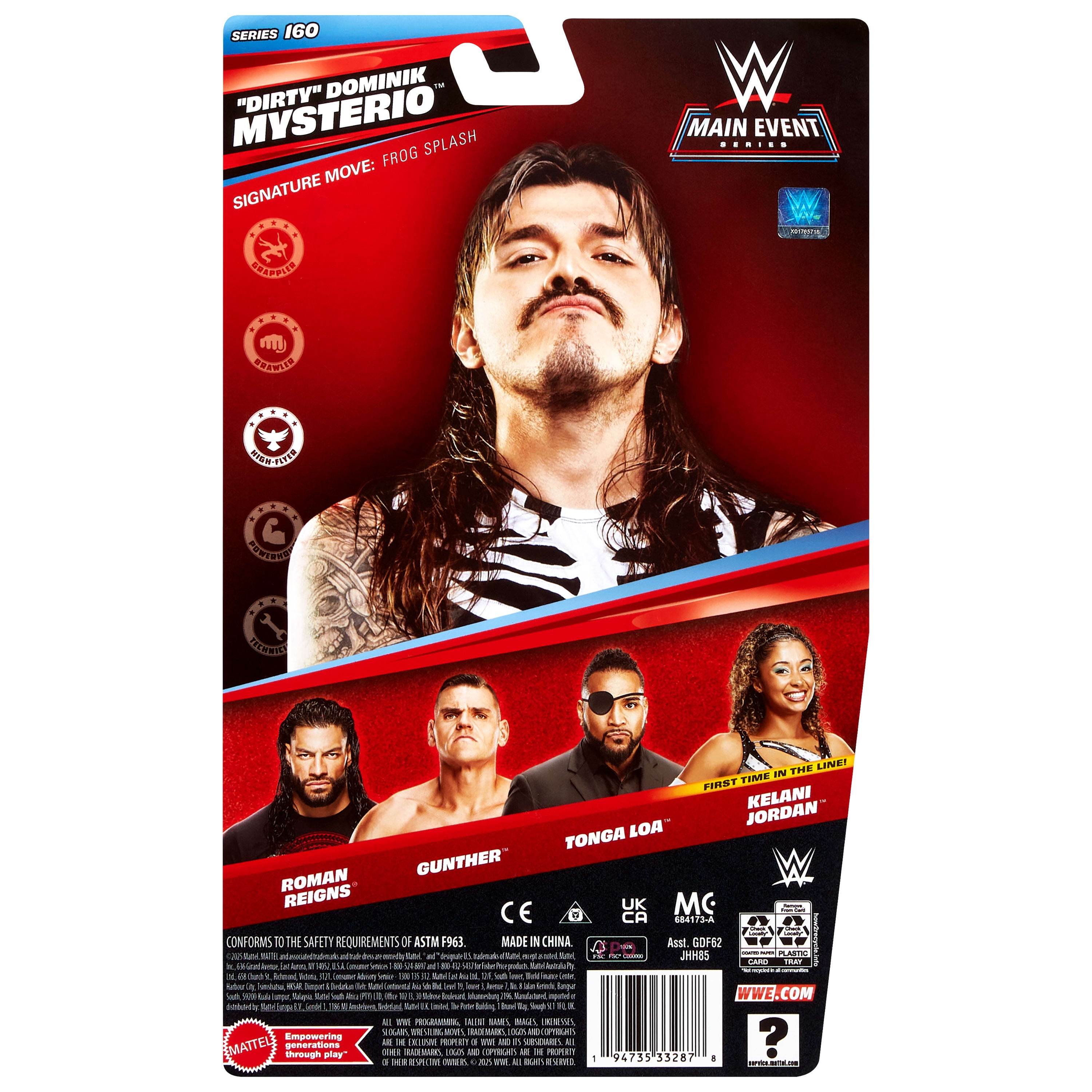 WWE "Dirty" Dominik Mysterio Action Figure, Main Event Series #160, 6-inch Collectible with Articulation