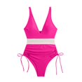 thumbnail image 4 of GZWYHT Bathing Suit for Women Womens Swimsuits Conservative Swimsuit Tummy Swimsuit For Women Suits Ruched Swimwear With Breast Pad One Piece Swimsuit Women Tummy Control Swimsuits Hot Pink S, 4 of 5