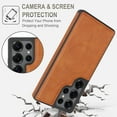 thumbnail image 2 of Allytechgroup Magnetic Back Cover for Samsung Galaxy S23 Plus, Shockproof TPU & PU Leather Case with Anti-Scratch Matte Finish Non-Slip Grip Support Wireless Charging Support for Women Men, Brown, 2 of 5
