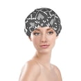 thumbnail image 3 of YFYANG Women's Double Waterproof Shower Cap, Grey Christmas Deer Reusable Hair Cap for All Hair Styles and Head Sizes, 3 of 9