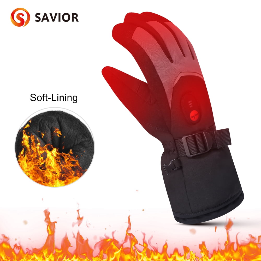Savior Battery Heated Gloves for Men Women Savior Electric Rechargeable Motorcycle Warm Gloves Mittens for Cycling Skiing Snowmobile Hunting Camping Riding Raynaud & Arthritis Outdoor Hand Warmer