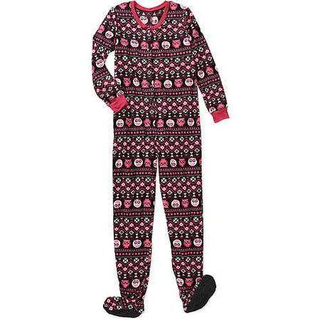 No Boundaries Fleece Footed Pajamas - Walmart.com