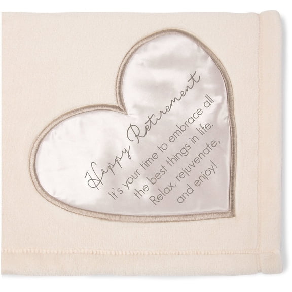 Soft Happy Retirement Warm Royal Plush Throw Blanket, 50"x60", Beige
