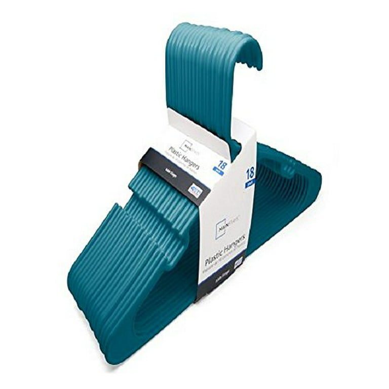 Mainstays Plastic Notched Clothing Hangers, 10 Pack, Teal 