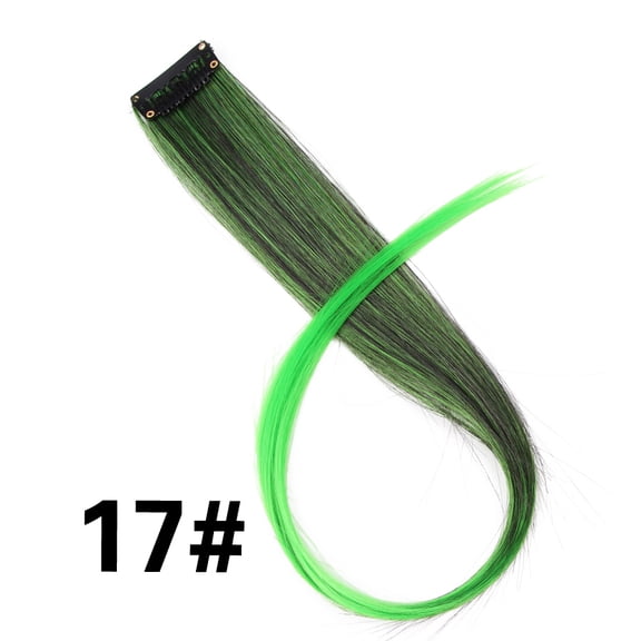 RKXQT Synthetic Clip In One Pieces Raiinbow Hair Extensions Straight Synthetic Hair Pieces 18" Long Ombre Hair Pink Purple Red Blue 17#