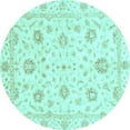 thumbnail image 1 of Ahgly Company Indoor Round Oriental Light Blue Modern Area Rugs, 4' Round, 1 of 4