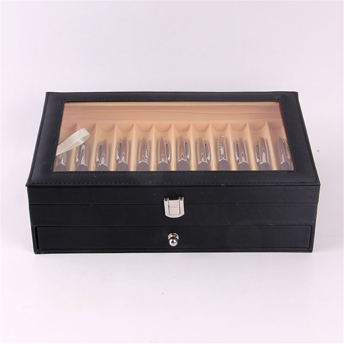 24 Fountain Pen Display Case Holder Leather Storage Collector Organizer Box