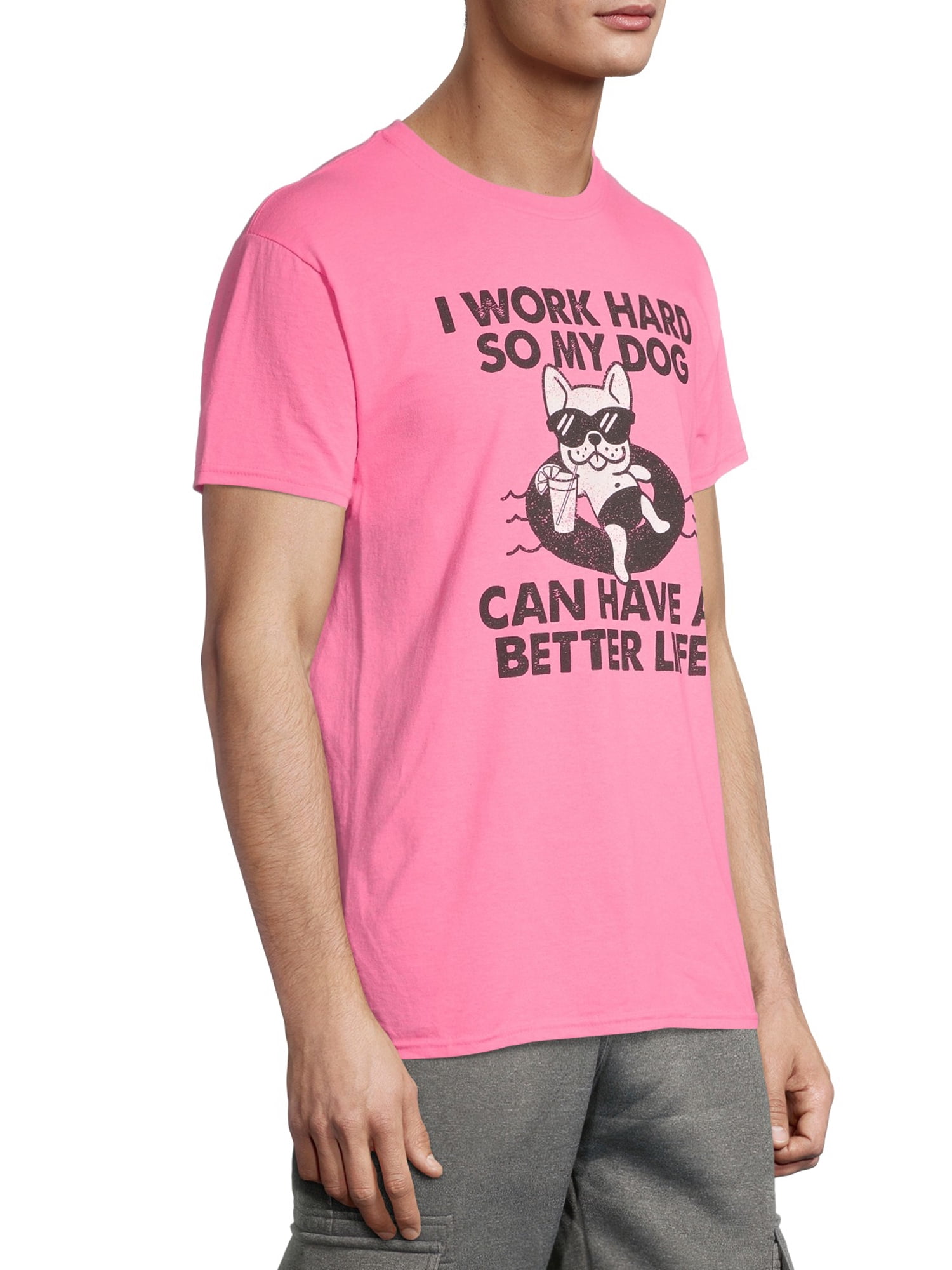 ODM Art Men's and Big Men's Work For My Dog Graphic T-Shirt