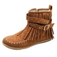 thumbnail image 3 of Womens Fringe Ankle Boots Round Toe Wide Calf Flat Tassel Boots Casual Vintage Plus Size Western Boots, 3 of 9