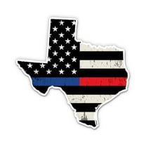 Texas Map Police Firefighter Flag - 12" Vinyl Sticker Waterproof Decal