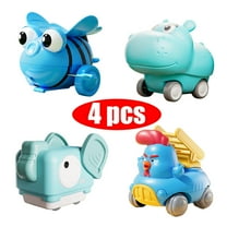 KOYPTL Baby Animals Press Car Toys Set for Toddlers 6-12 8-18 Months,Touch & Go Moving for Boys Girls,Crawling Tummy Time Toy for 1 2 Years Old Gift for Christmas Stocking Stuffers Birthday -Blue
