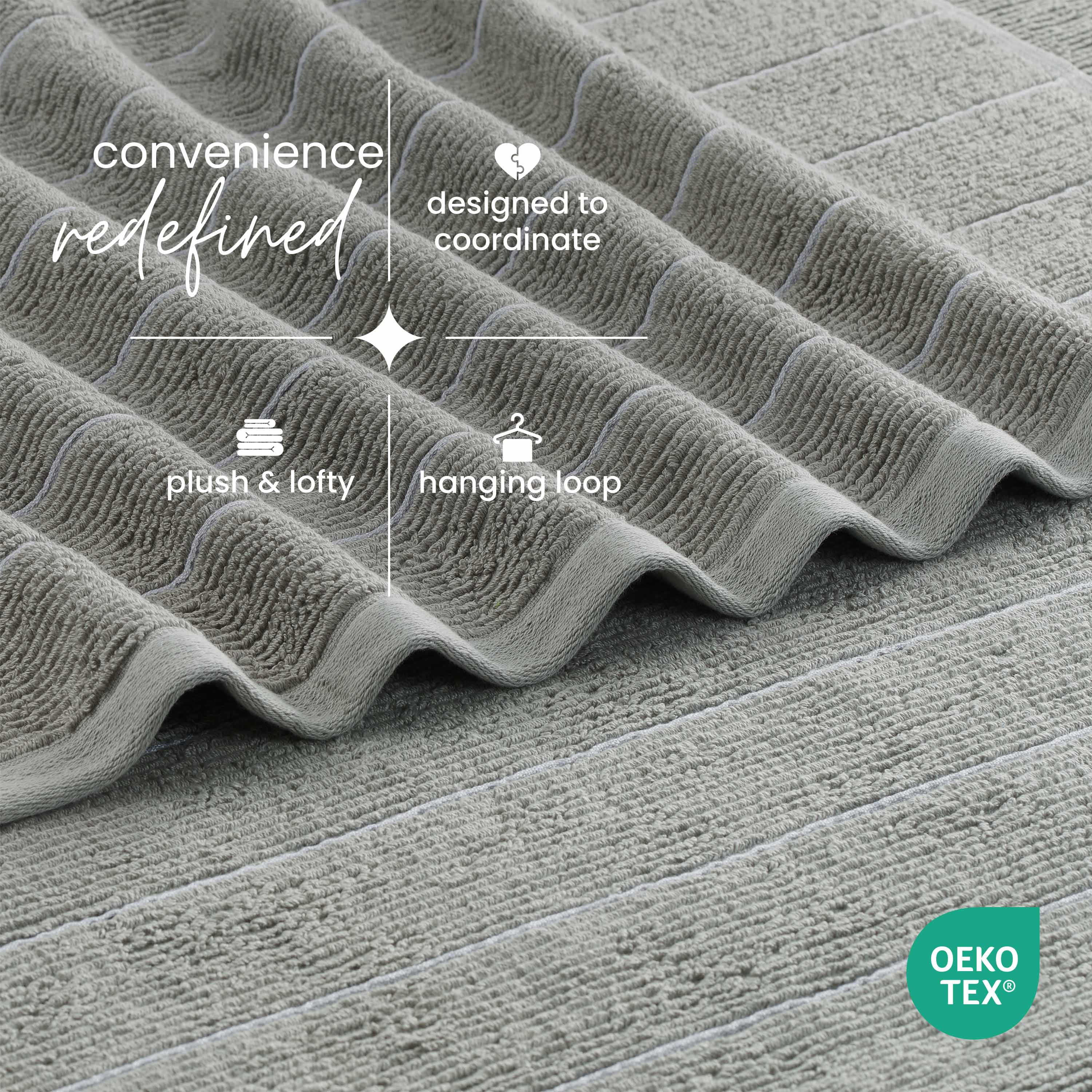 Martex Restore Slub Stripe Bath Towel, 30" x 56", Gray