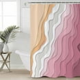 thumbnail image 4 of Shower Curtain, Abstract Gradient Pink Waves Waterproof Shower Curtain Set with Hooks for Bathroom Showers,Stalls and Bathtubs,72x72In Modern Abstract Geometric, 4 of 9