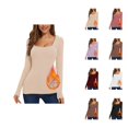 thumbnail image 1 of Womens Long Sleeve Tops 2026 Fall Winter Basic Square Neck Slim Fit Breathable Undershirt T Shirts, 1 of 7