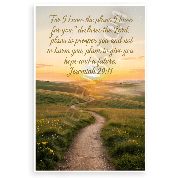Jeremiah 29:11 "For I Know the Plans I Have for You" Inspirational 12x18 US Made Poster