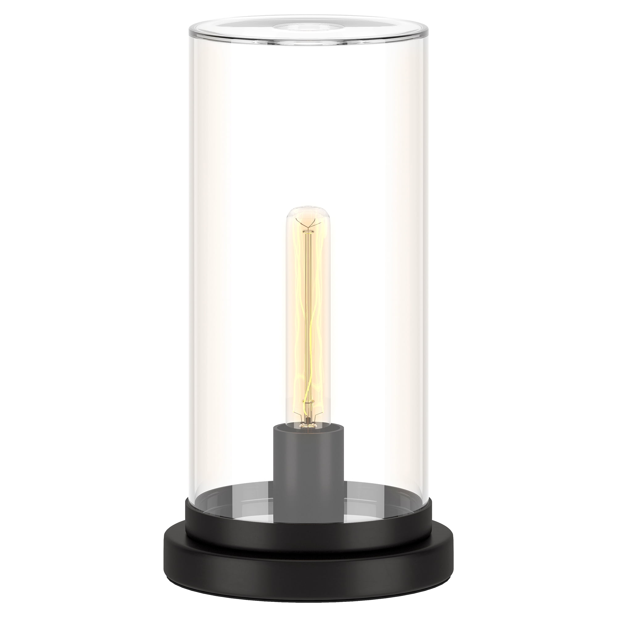 Evelyn&Zoe Perabo 13" Tall Uplight Mini Lamp with Glass Shade, Blackened Bronze/Clear