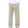 thumbnail image 1 of RKSTN Mens Pants Loose Soft Solid Color Drawstring Fashionable Casual Pants Full Length Pants Outdoor Hiking Workout Pants, 1 of 4