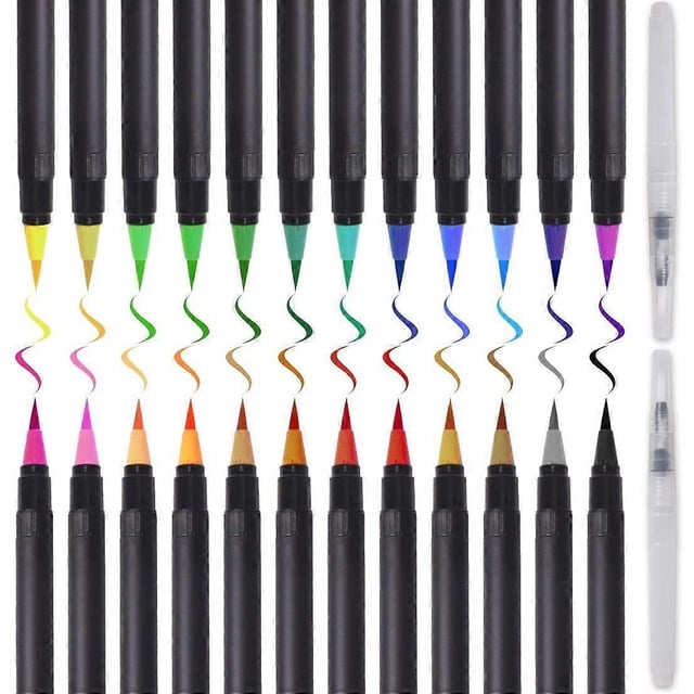 Watercolour Paint Brush Marker Pens Set 24 pcs Watercolour Brush Pen with two Refillable Water Pen Water Based