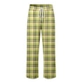 thumbnail image 5 of Men's Pajama Pants Ultra Lightweight Plaid Pjs Bottoms Sleepwear Bottom Pants with Pocket Drawstring Wide Leg Stright Sleep Pants (14-Yellow, X-Large), 5 of 6