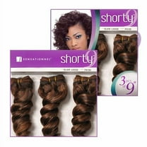 Human Hair Blend Weave Sensationnel Premium Too Shorty Glam Loose 3 Pcs 9" (9 Inch (Pack of 1), 1B)