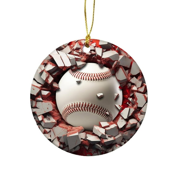 XANSHE Clearance 1Pc 2D Acrylic Sports Balls Christmas Tree Xmas Indoor Decor, Sport Gift Exchange Holiday, Baseball Break Through Ornament