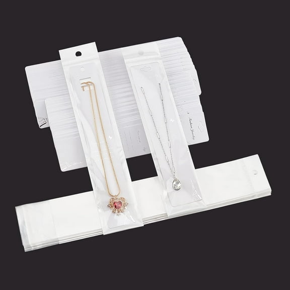 100 Pack Necklace Display Kit Paper Necklace Cards 2 Styles Necklace Display Cards Dainty Pendant Holder Cards with Clear Bags
