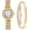Gold, variant on Women Watches Luxury Quartz Watch Ladies Wristwatches with Crown Bangle Set Gifts