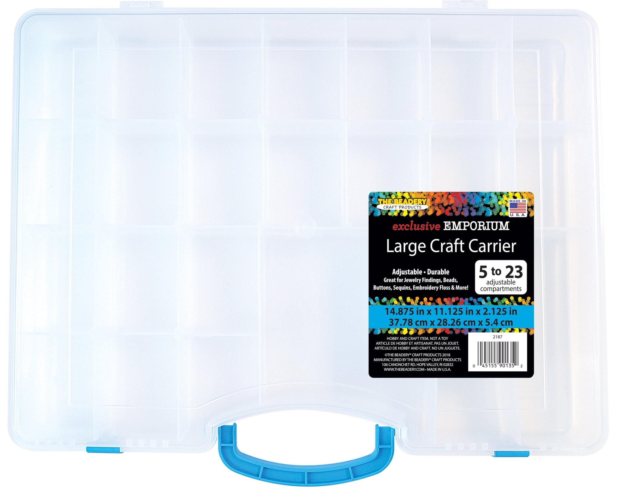 The Beadery Large Craft Carrier Organizer Box, Clear Plastic, Ages 6+