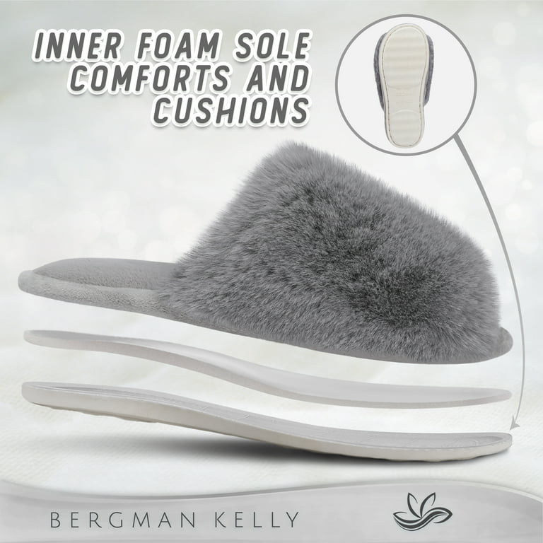 Bergman Kelly Women's Fuzzy Faux Fur Slide Slippers, Starlet