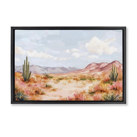 Stupell Industries Transitional Pastel Desert Dream Sunset Black Floating Frame Canvas Art, 25 x 17, by Creative Studio