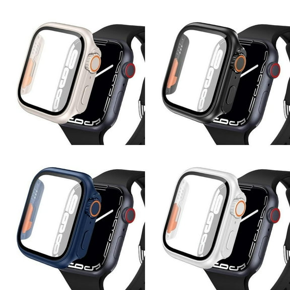 LEIXIUER 4Pack Case Cover Compatible with Apple Watch Ultra 49mm 41mm 40mm 45mm 44mm Women Men Screen Protector Tempered Glass Full HD Bumper Cover for iWatch Series 8 7 6 5 4 SE Accessories