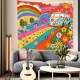 thumbnail image 4 of Dashan Groovy Rainbow Rainbow Tapestry Wall Hanging,Boho Hippy Flowers Tapestry for Bedroom Living Room Dorm,60"Wx50"L, 4 of 6