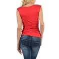thumbnail image 3 of Auliné Collection Womens Career Solid Color Ruched Cowl Neck Casual Blouse Top Red Large, 3 of 3