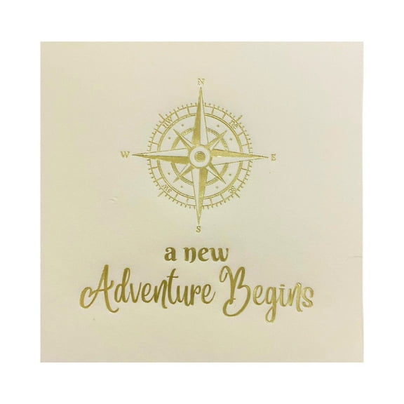 Paper Frenzy A New Adventure Begins Foil Stamped Cocktail Napkins - 25 pack, gold