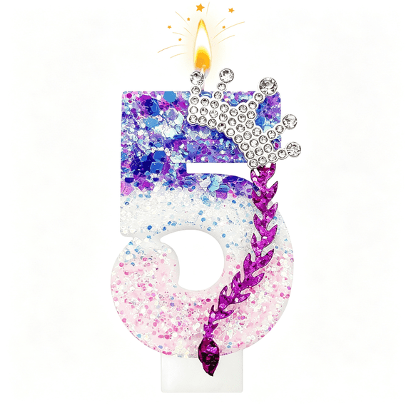 NEXIMO K-Pop Number 5 Birthday Candle Pink Purple Gradient Sparkly Cake Topper – Trendy Idol Style Birthday Decorations for Party Cake,Stylish Kpop Birthday Decorations