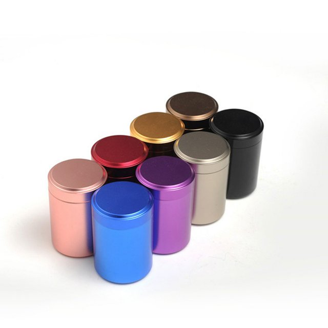 Mini lata de té recta de aluminio, caja de almacenamiento, pequeña, sellada, portátil, para viaje, café, té, lindo tarro de té, organizador de tarros pequeños