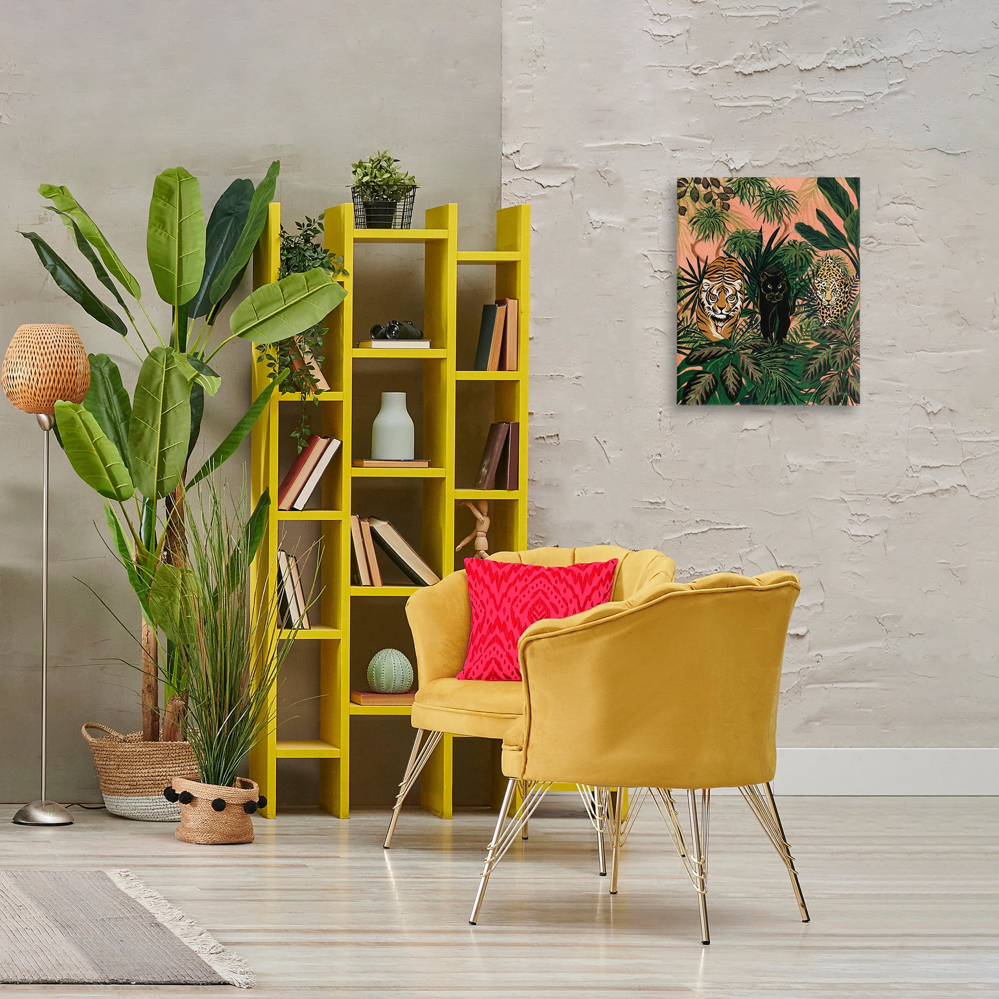 Stupell Industries Boho Jungle Prowlers Animals Painting Wrapped Canvas Art Print Wall Art, 16 x 20