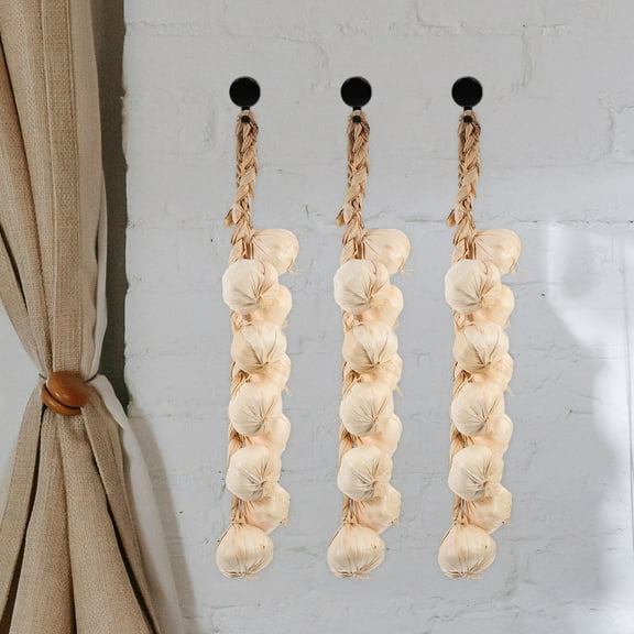 WASHWEPE Fake Garlic Rope Farmhouse Kitchen Decor White 3Pcs 17.7X4.3X2.4In