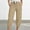 Khaki, variant on Womens Solid Color Cropped Pants Cuffed Ankle with Pockets Relaxed Casual Everyday Outdoor Wear