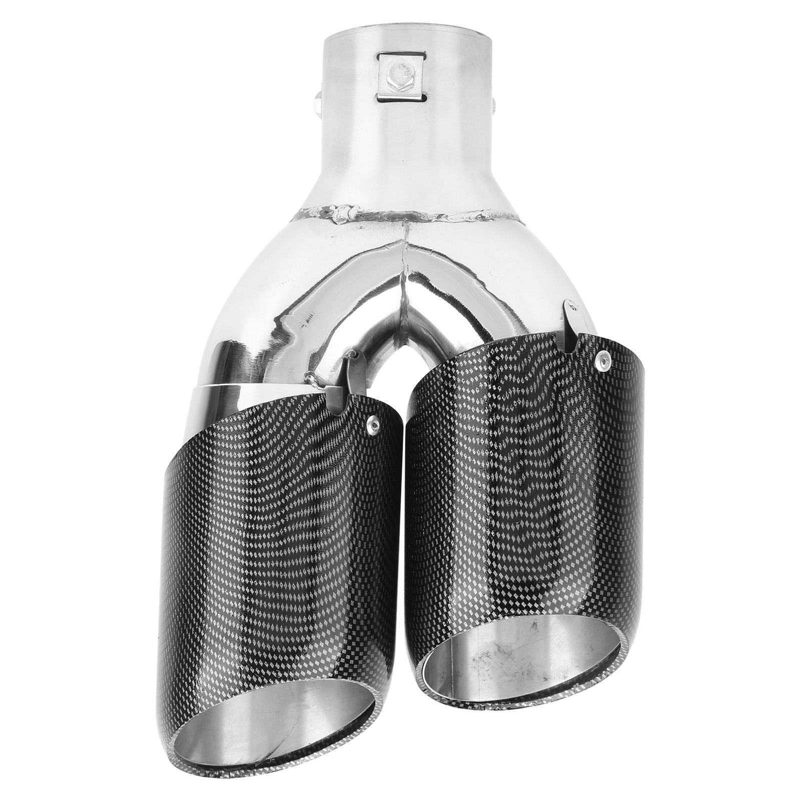 Henmomu Carbon Fiber Style Dual Pipe Exhaust Tip Fully Welded Together