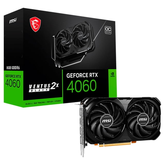 Tarjeta de Video MSI GeForce RTX 4060 VENTUS 2X BLACK 8G OC GDDR6 negro
