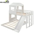 thumbnail image 4 of BELLEMAVE Bunk Beds Twin over Full Size, Playhouse Bunk Bed with Slide, Roof, Window, Ladder and Full-Length Guardrail,House Bunk Beds for Teens(White), 4 of 7