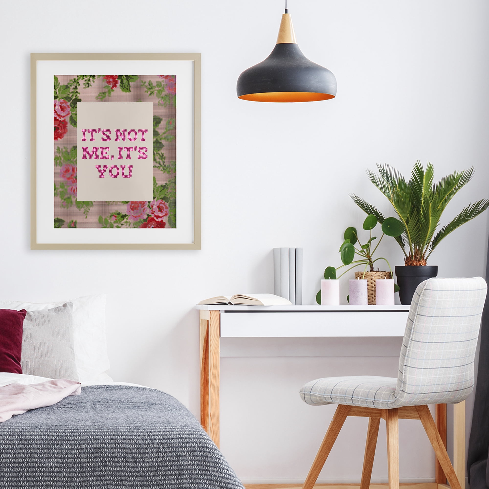 Stupell Industries Not Me It's You Faux Cross Stitch Birch Framed Print Under Glass, design by Lil' Rue