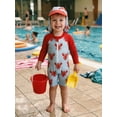 thumbnail image 6 of BemeyourBBs 2pcs Toddler Baby Boys One Pieces Swimsuit with Sun Hat Infant Boy Bathing Suit Long Sleeve Starfish Lobster Print Upper Zipper Rash Guard Swimwear Summer Beachwear, 6 of 9