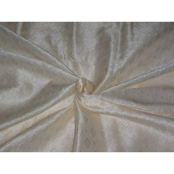 SILK BROCADE FABRIC CREAM COLOR 44quot;INCH