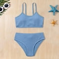 thumbnail image 2 of Ruyang Girls 2025 Kids Bikini Swimsuit Solid High Waist Set Youth Swimming Bathing Suits Spaghetti Athletic Sport Swimwear Suits, 2 of 8