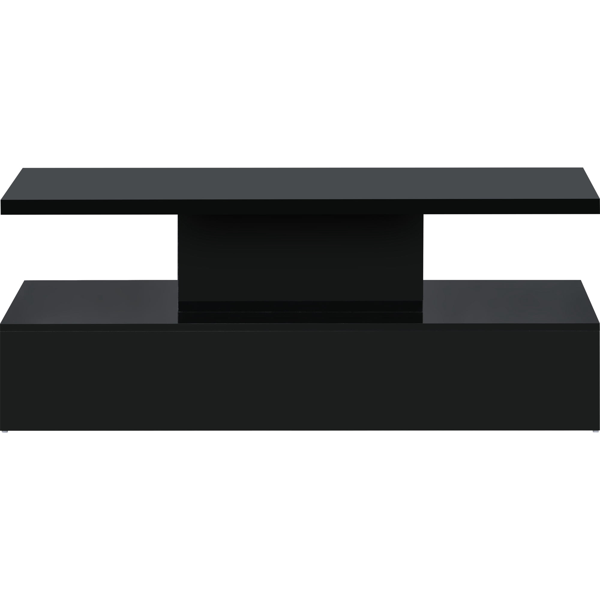 MAYEERTY Modern Industrial Coffee Table with LED Lighting, 16-Color Options & Remote Control, Cocktail Table for Living Room, Black
